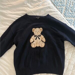 Blu Pepper Navy Sweater with Cream Teddy Bear
